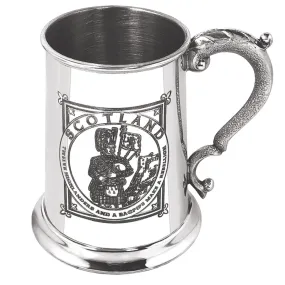 1 Pint* Pewter Beer Mug Tankard with Highland Piper Design