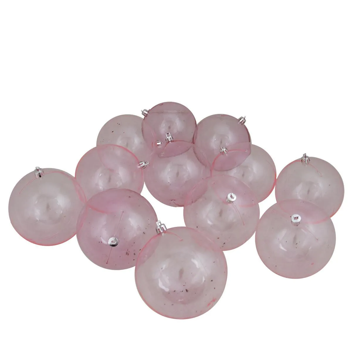 12ct Pink Transparent Shatterproof Christmas Ball Ornaments 4" (100mm)