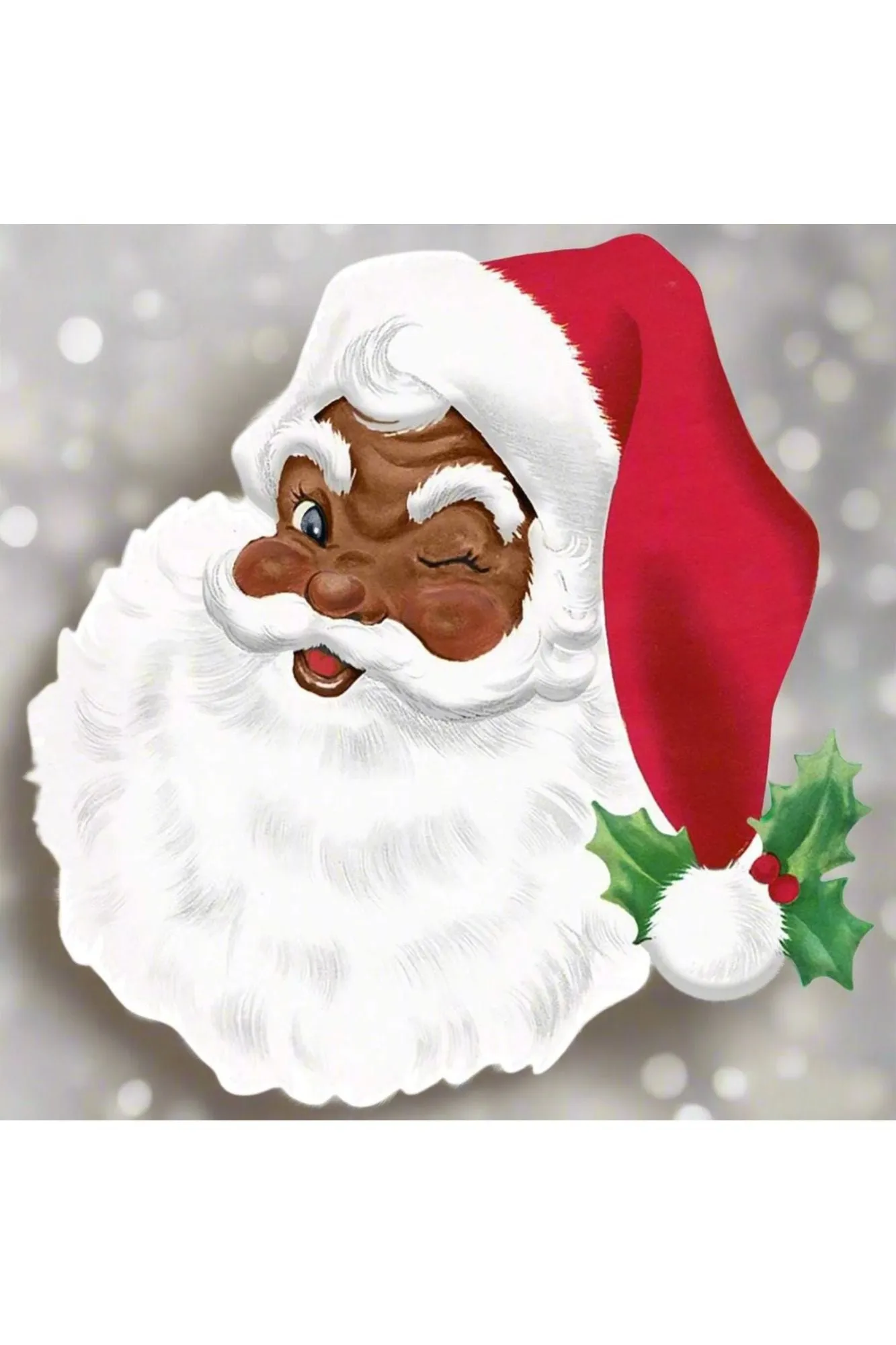 12" Metal Embossed African Santa Face