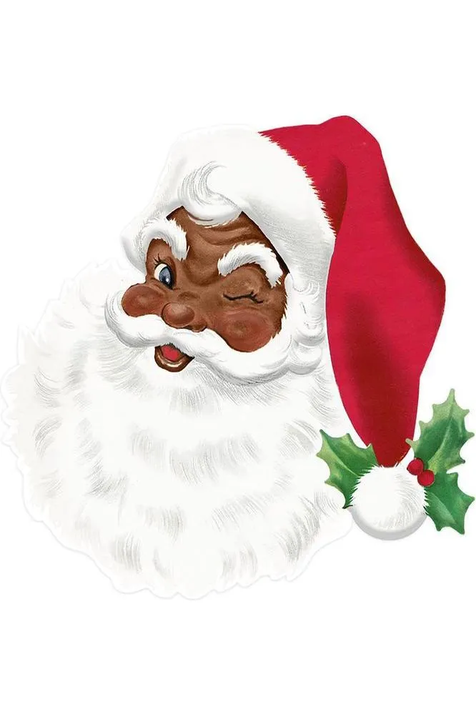 12" Metal Embossed African Santa Face