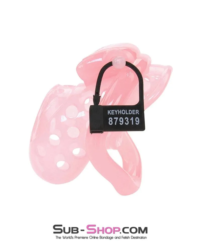 1480AR      Sissy Boy Toy Pink Short High Security Pin Tumbler Locking Cock Cage Chastity - MEGA Deal