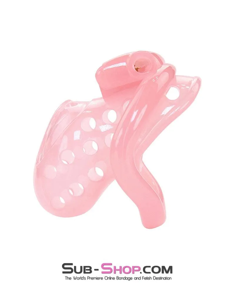 1480AR      Sissy Boy Toy Pink Short High Security Pin Tumbler Locking Cock Cage Chastity - MEGA Deal