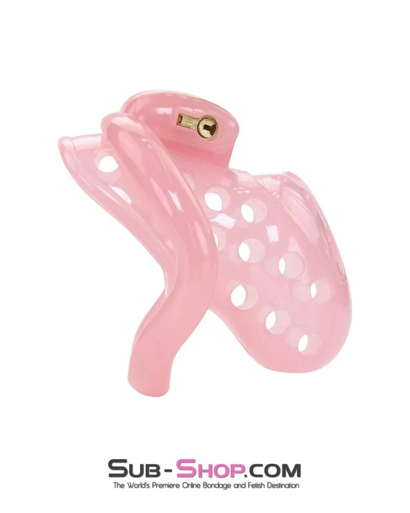 1480AR      Sissy Boy Toy Pink Short High Security Pin Tumbler Locking Cock Cage Chastity - MEGA Deal