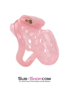 1480AR      Sissy Boy Toy Pink Short High Security Pin Tumbler Locking Cock Cage Chastity - MEGA Deal