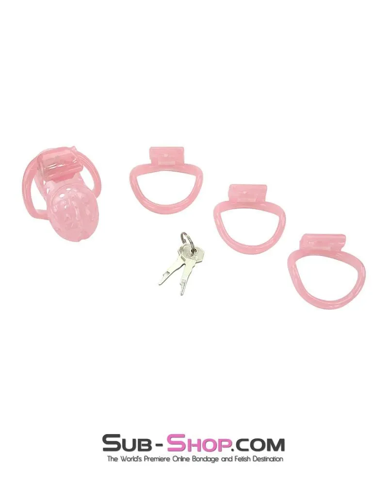 1480AR      Sissy Boy Toy Pink Short High Security Pin Tumbler Locking Cock Cage Chastity - MEGA Deal