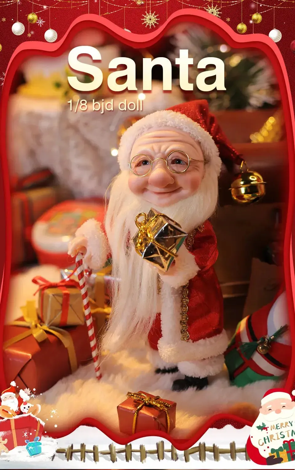 1/8 BJD Santa Doll 14.5cm – Shuga Fairy Old Man with White Beard | Christmas Gift Art Toy