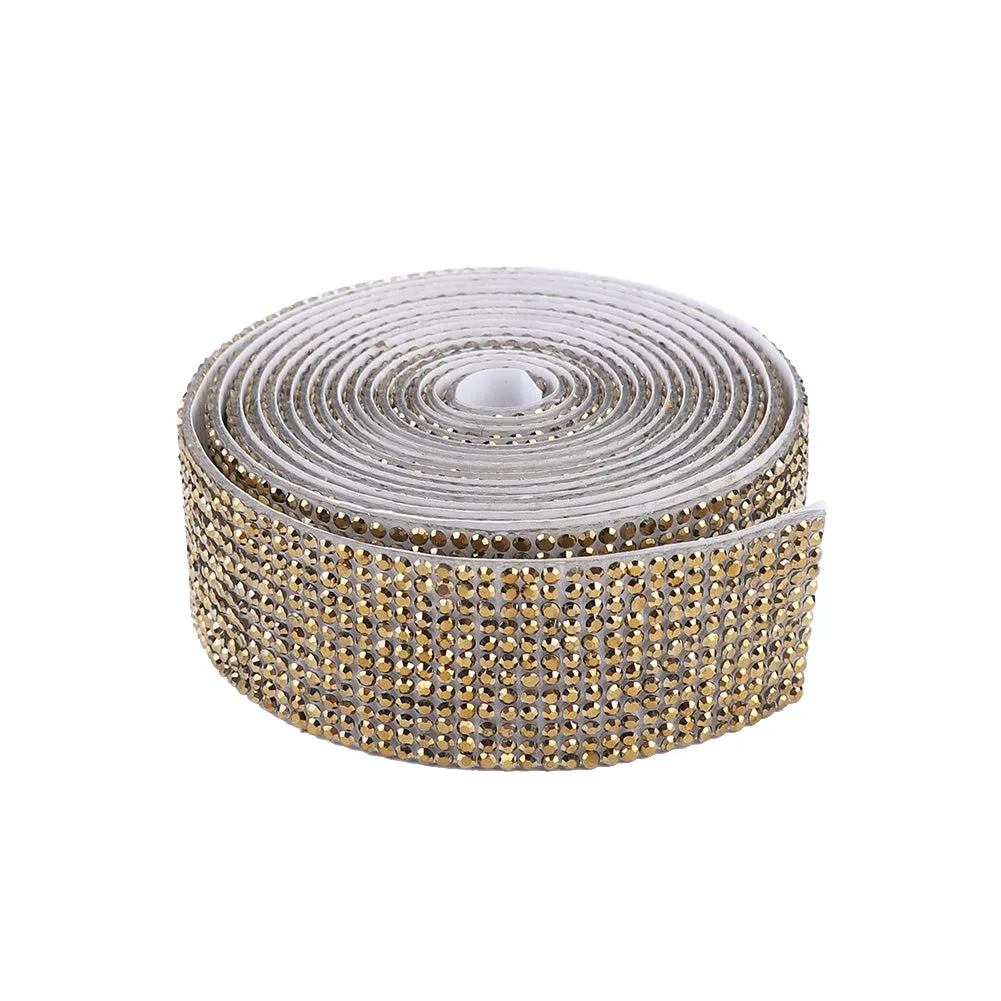 1m Rhinestone Tape Ribbon Self-adhesive Crystal DIY Cake Wrap Wedding Decor