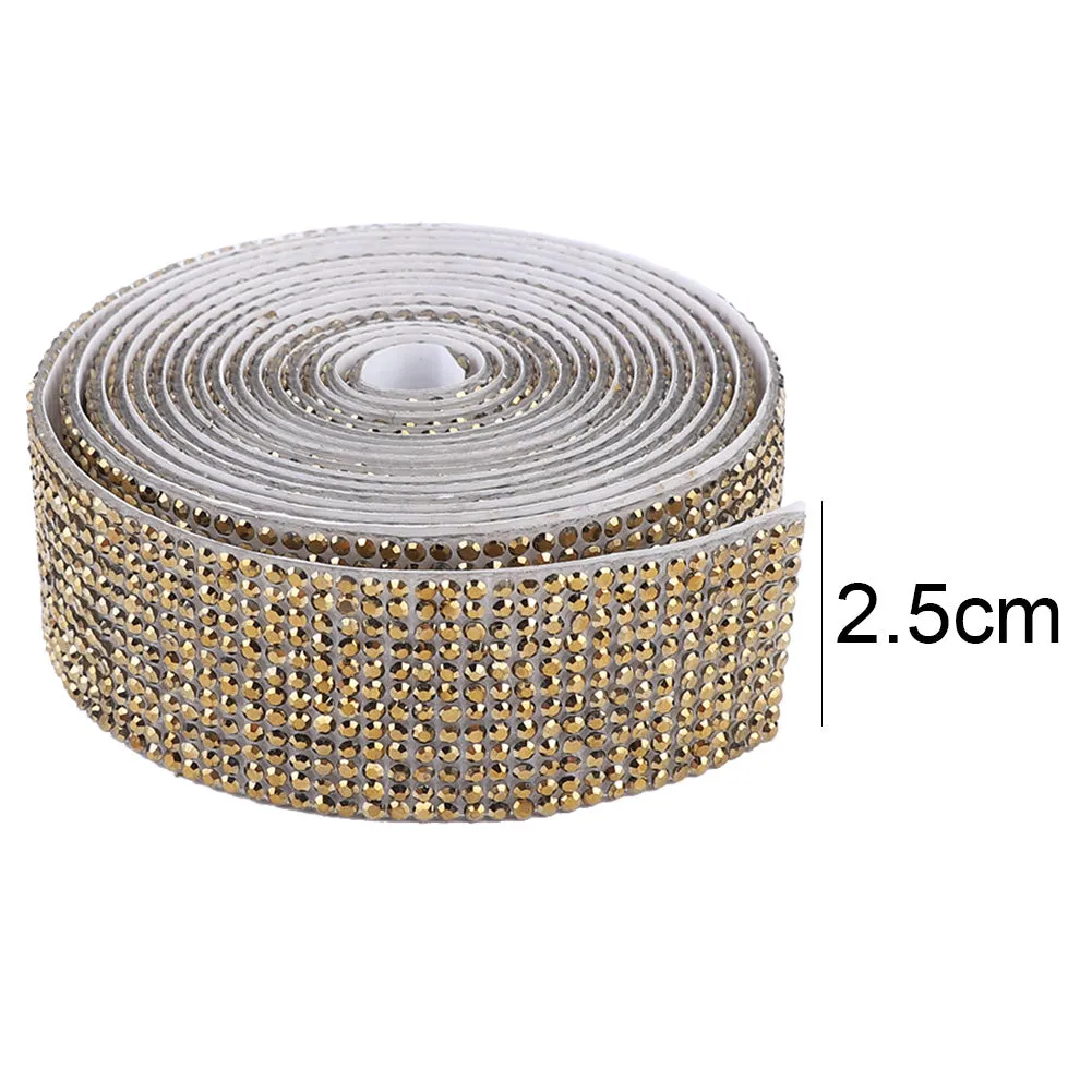 1m Rhinestone Tape Ribbon Self-adhesive Crystal DIY Cake Wrap Wedding Decor