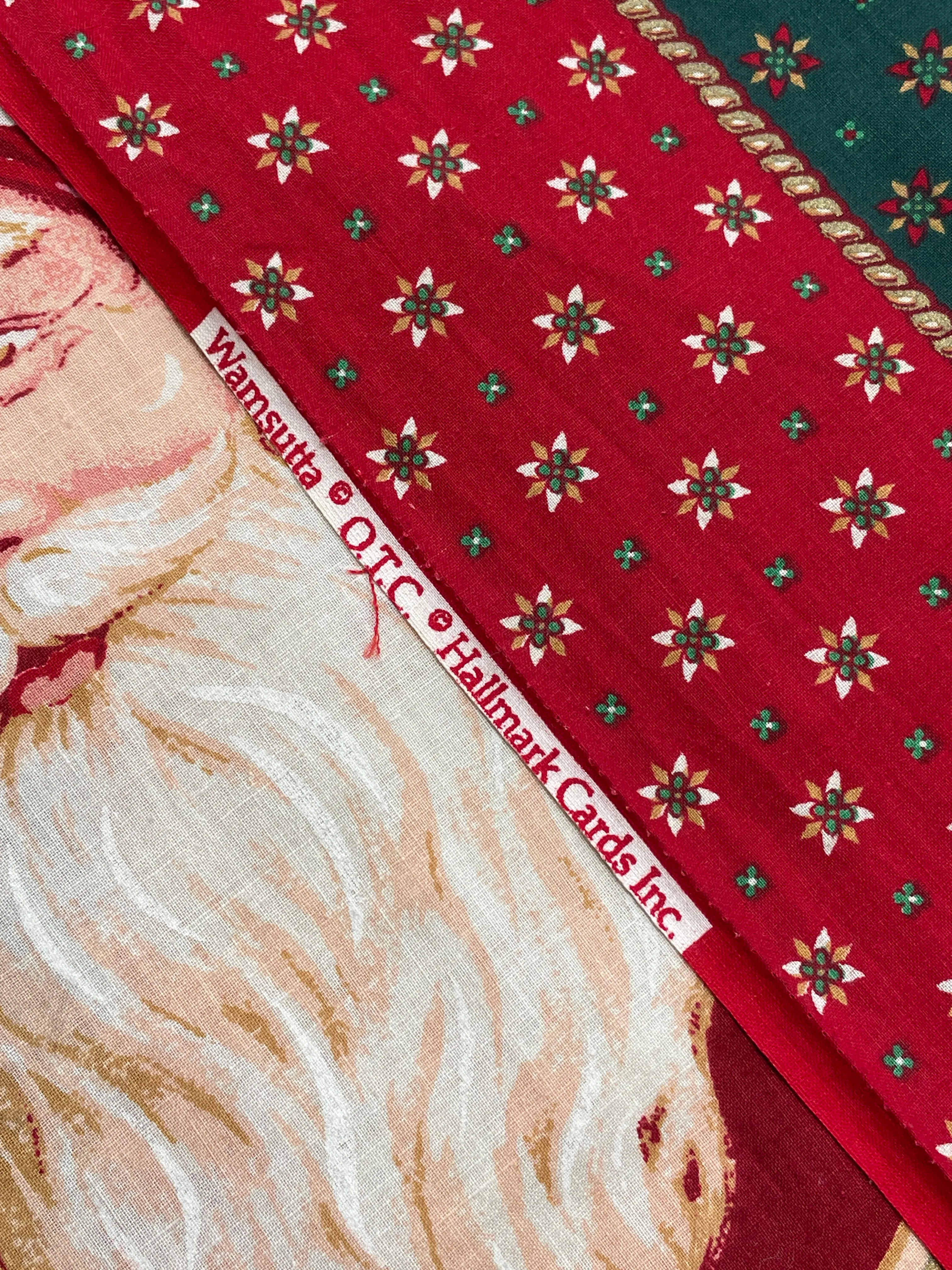 2 7/8 YD Quilting Cotton Vintage - Santa Claus