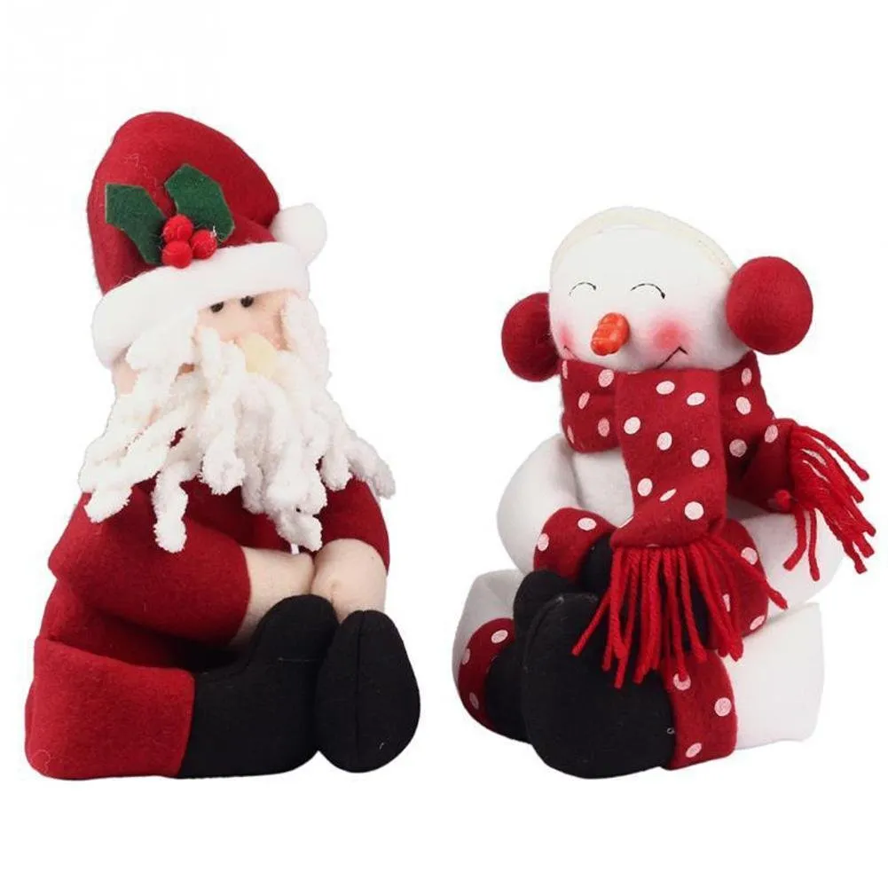 2pcs Red Wine Bottle Cover Santa Claus Christmas Home Party Decoration