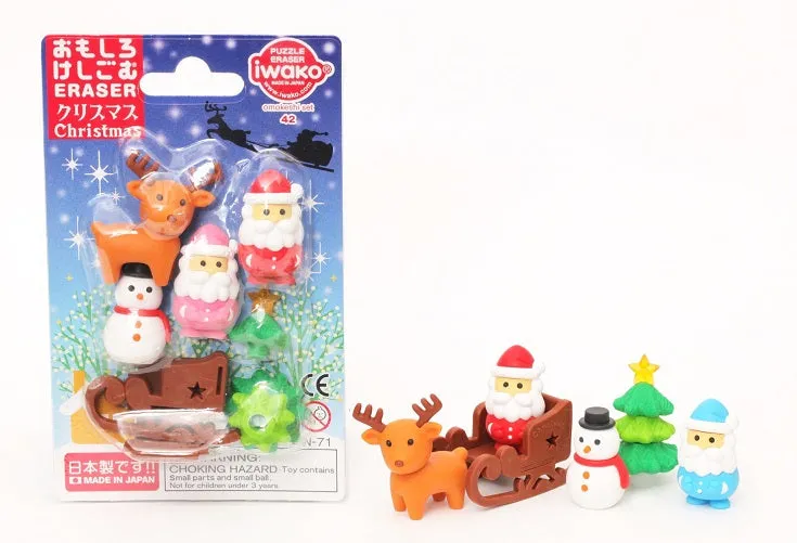 38304 IWAKO CHRISTMAS ERASER CARDS-10 CARDS