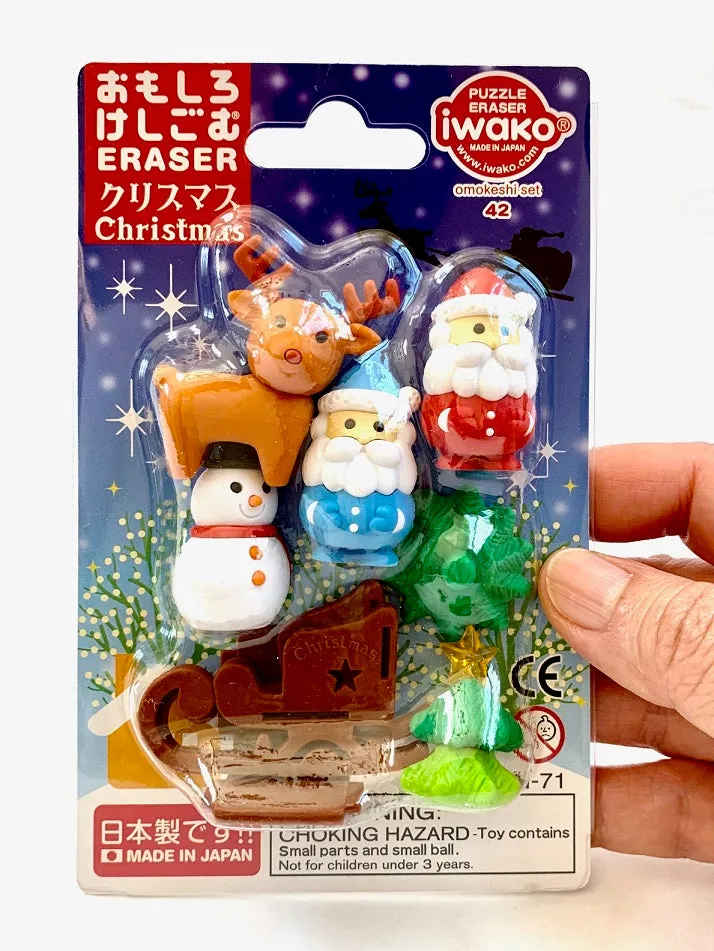 38304 IWAKO CHRISTMAS ERASER CARDS-10 CARDS