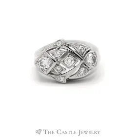 .55CTTW Round Diamond Vintage Style Ring in 14KT White Gold