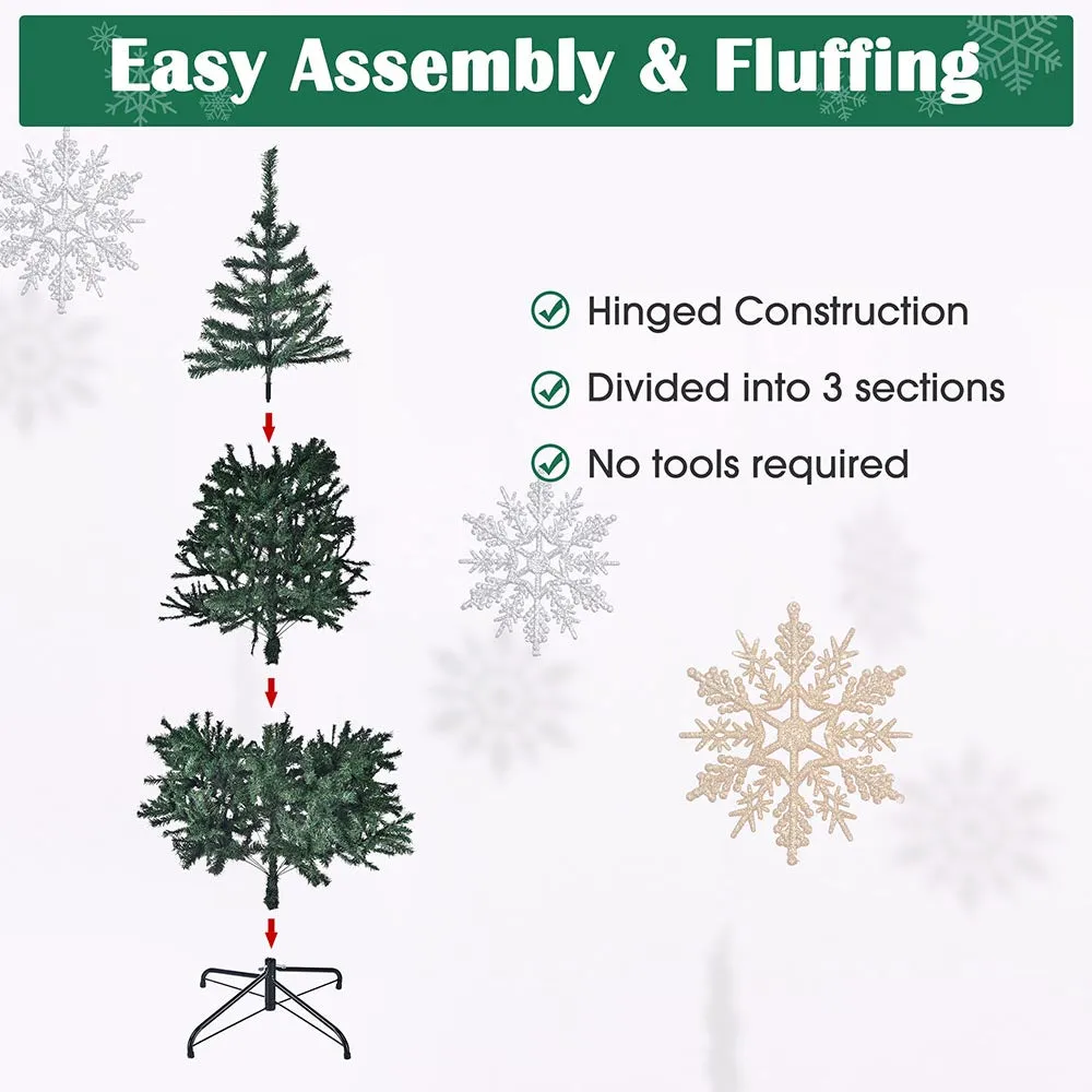 6 ft Xmas Tree with Ribbon & Foldable Metal Stand