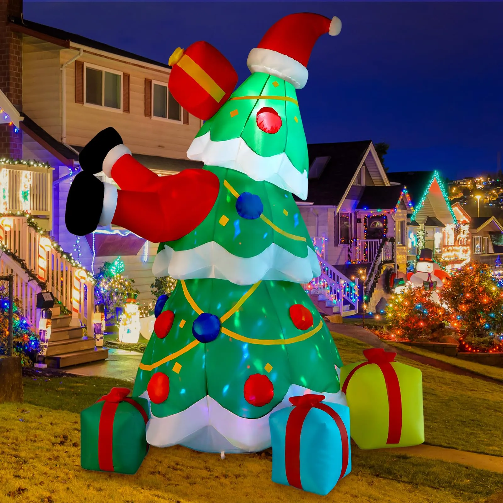 7FT Inflatable Santa Claus Christmas Tree with Built-in LED Lights