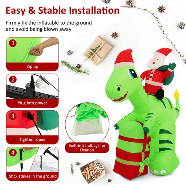 8 Feet Christmas Decoration Inflatable Santa Claus Dinosaur Decoration