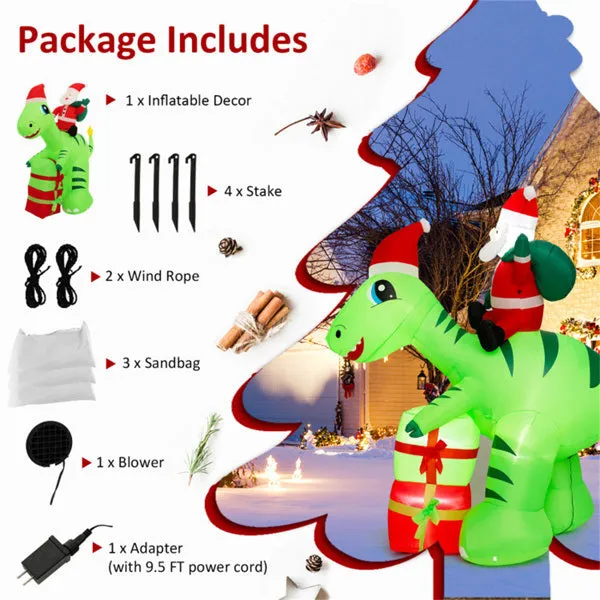 8 Feet Christmas Decoration Inflatable Santa Claus Dinosaur Decoration