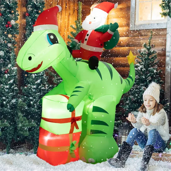 8 Feet Christmas Decoration Inflatable Santa Claus Dinosaur Decoration