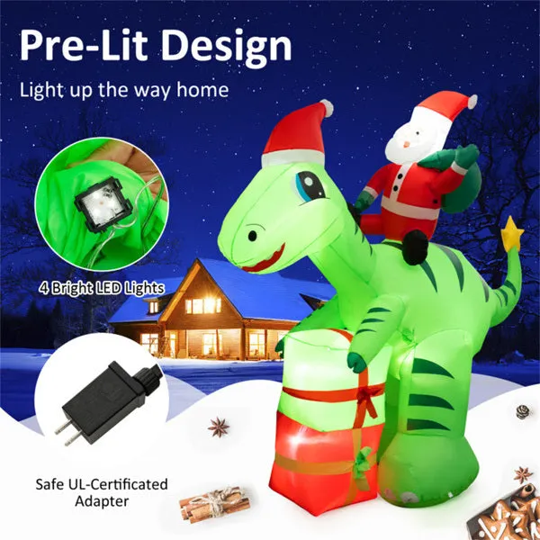 8 Feet Christmas Decoration Inflatable Santa Claus Dinosaur Decoration