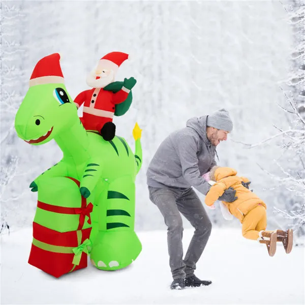 8 Feet Christmas Decoration Inflatable Santa Claus Dinosaur Decoration