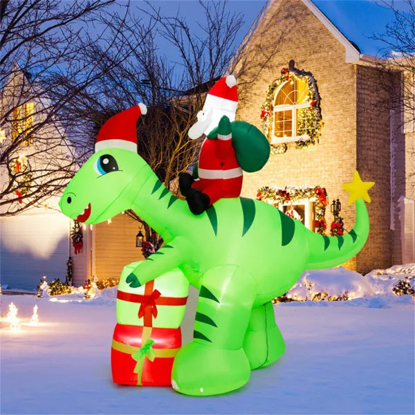 8 Feet Christmas Decoration Inflatable Santa Claus Dinosaur Decoration