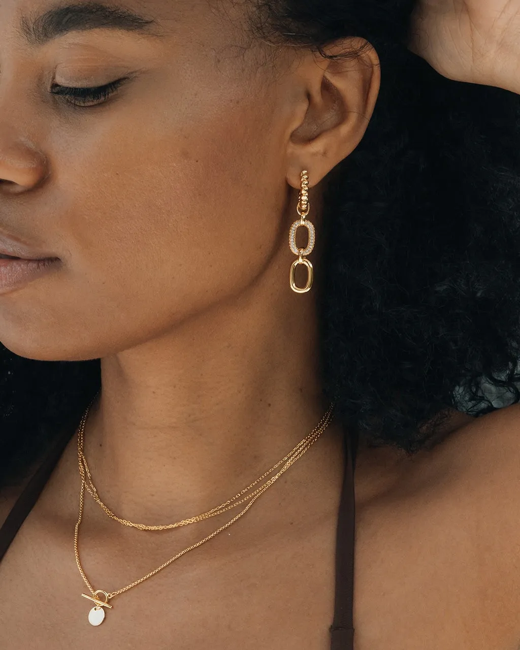 Andi Chain Link Drop Hoop Earrings