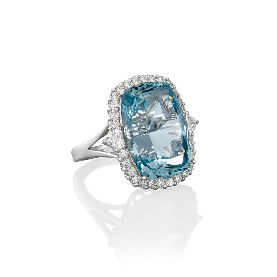 Aquamarine & Diamond Ring