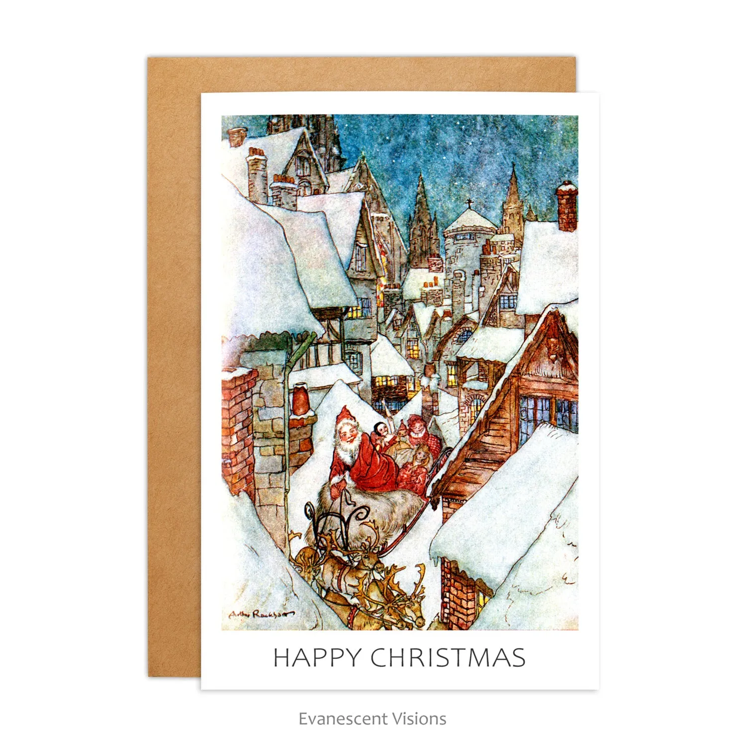 Arthur Rackham Santa Claus Christmas Card, Personalised or Blank, Single or Pack