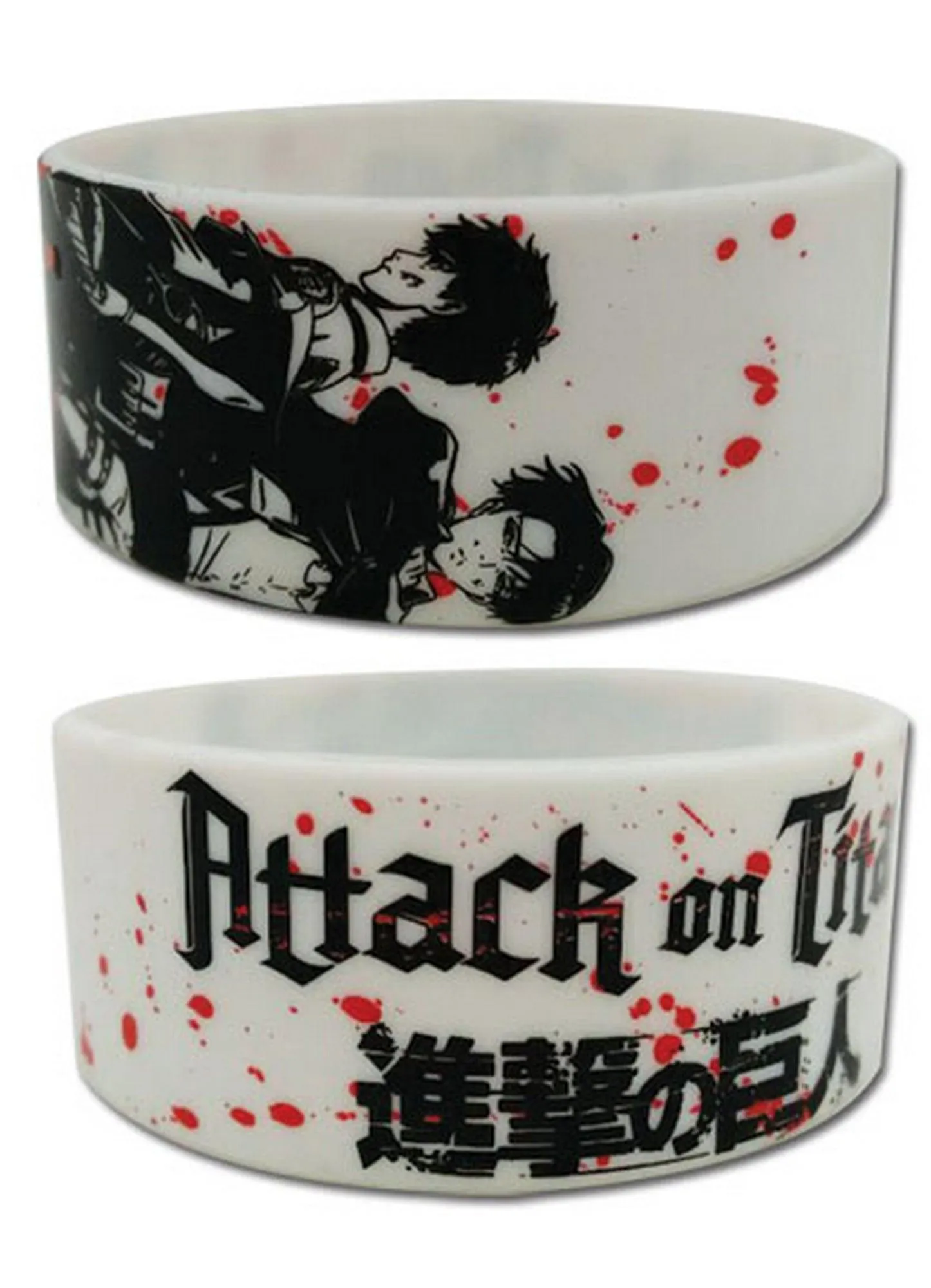 Attack on Titan - Eren Yeager & Levi Ackerman White PVC Wristband