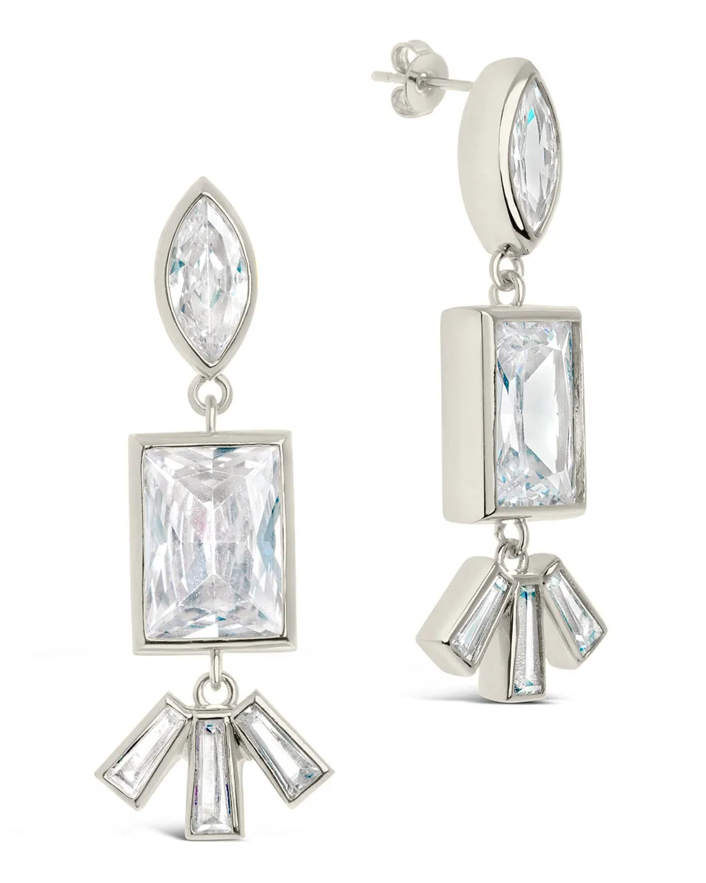 Bella Square & Oval CZ Drop Earrings