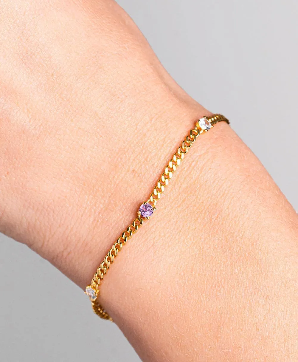 Birthstone Bracelet February 18ct Gold Plated