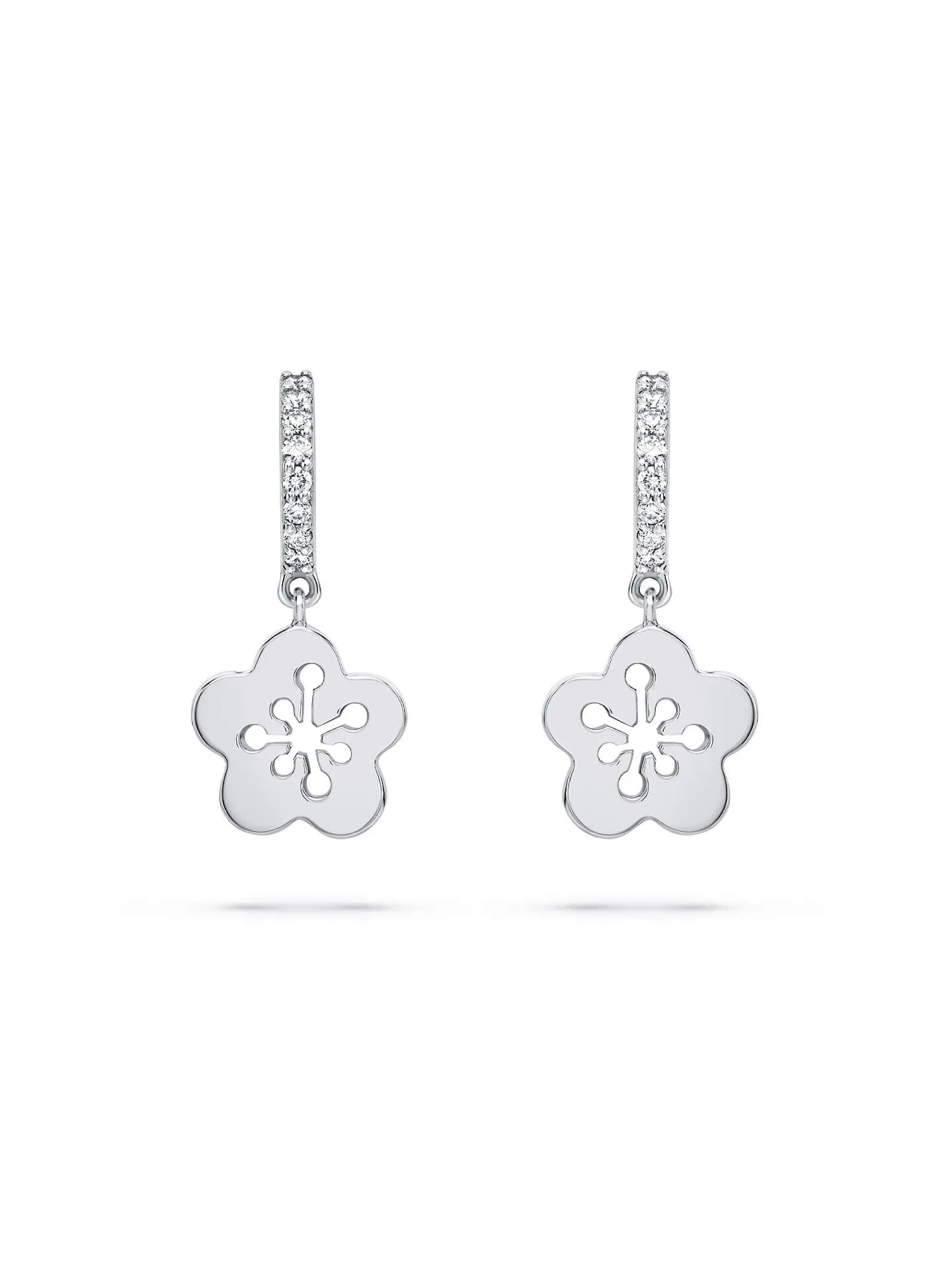 Blossom Mini White Gold Diamond Drop Earrings