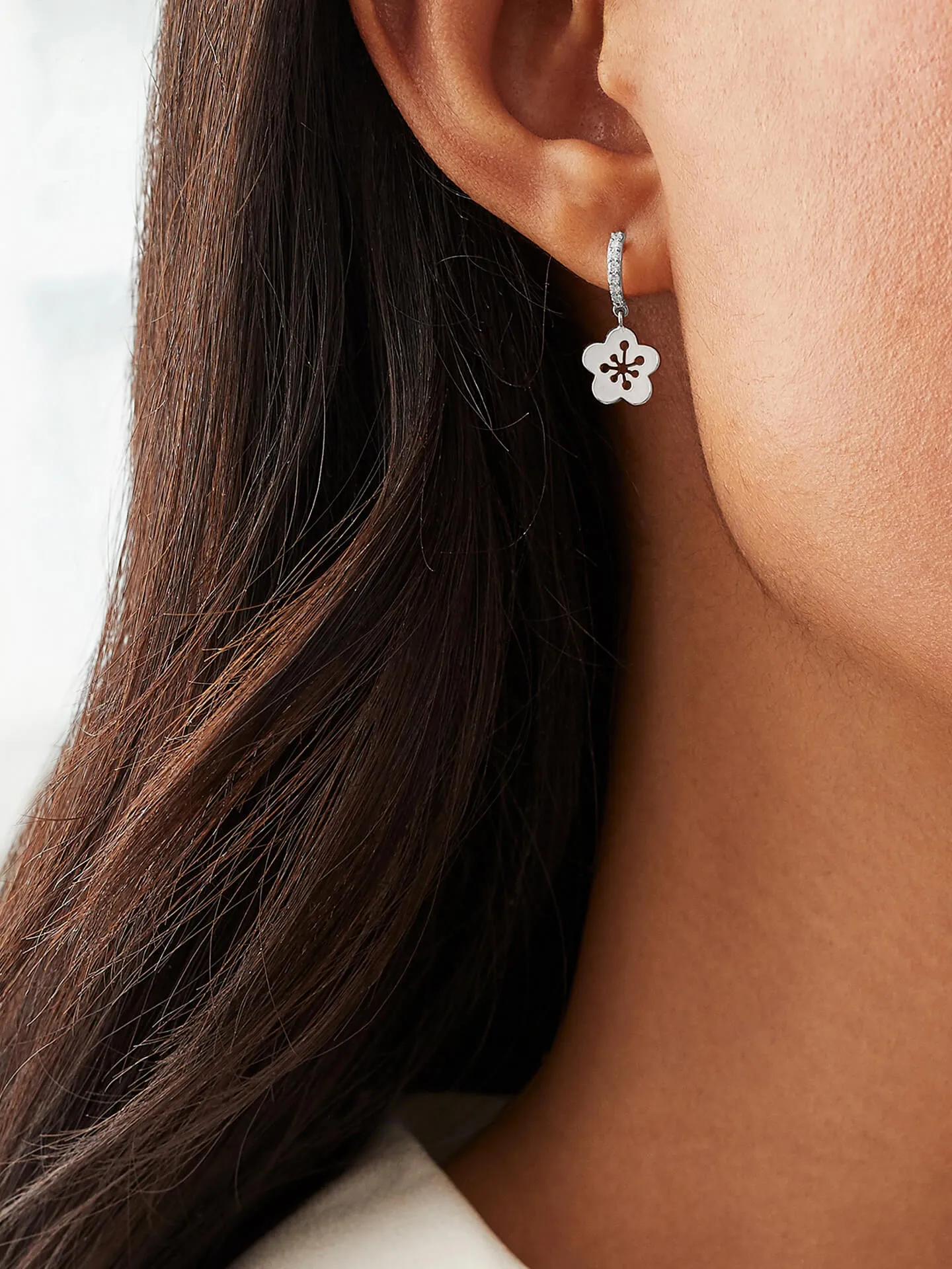 Blossom Mini White Gold Diamond Drop Earrings