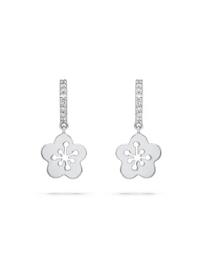 Blossom Mini White Gold Diamond Drop Earrings