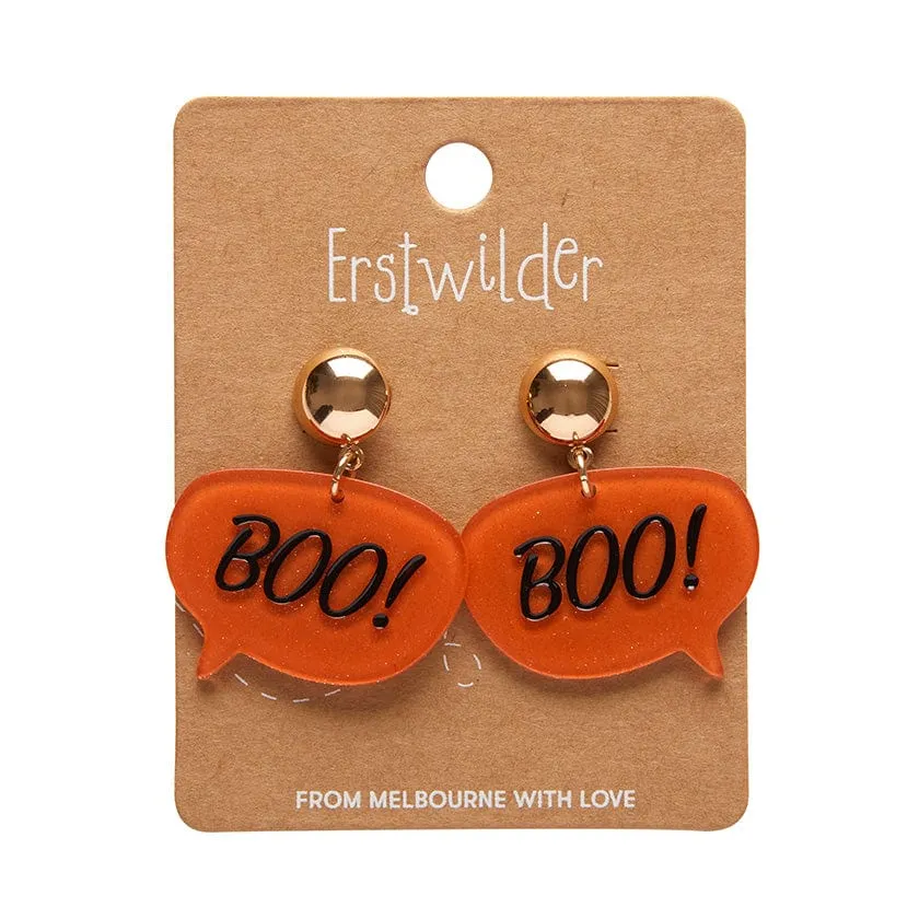 Boo Glitter Statement Earrings - Orange