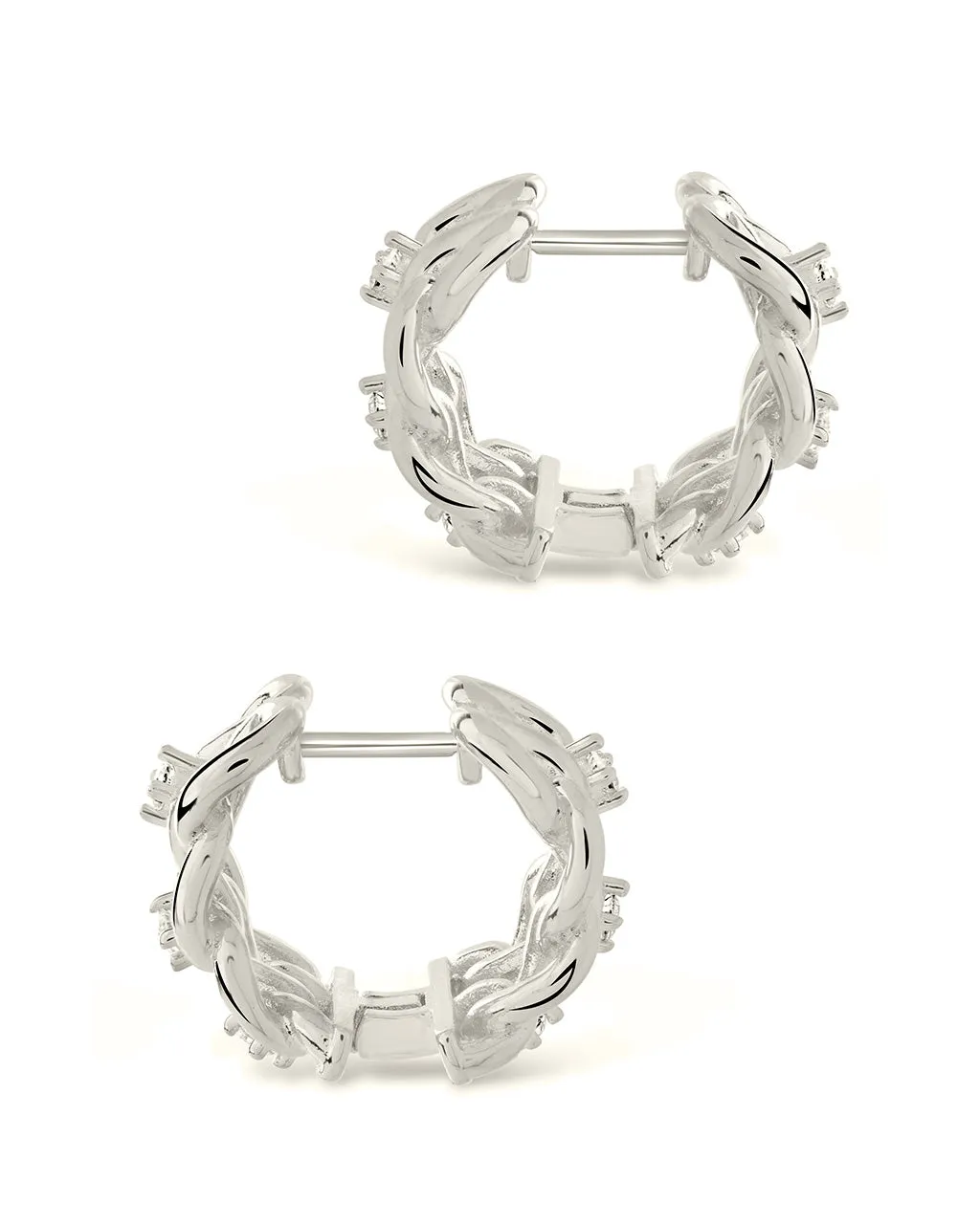 Carleene CZ Chain Huggie Hoop Earrings