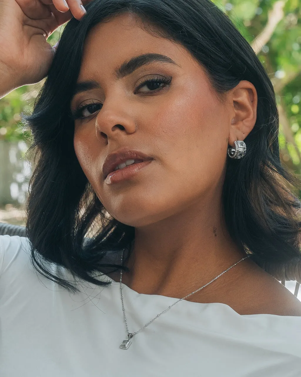 Cassia CZ Huggie Hoop Earrings