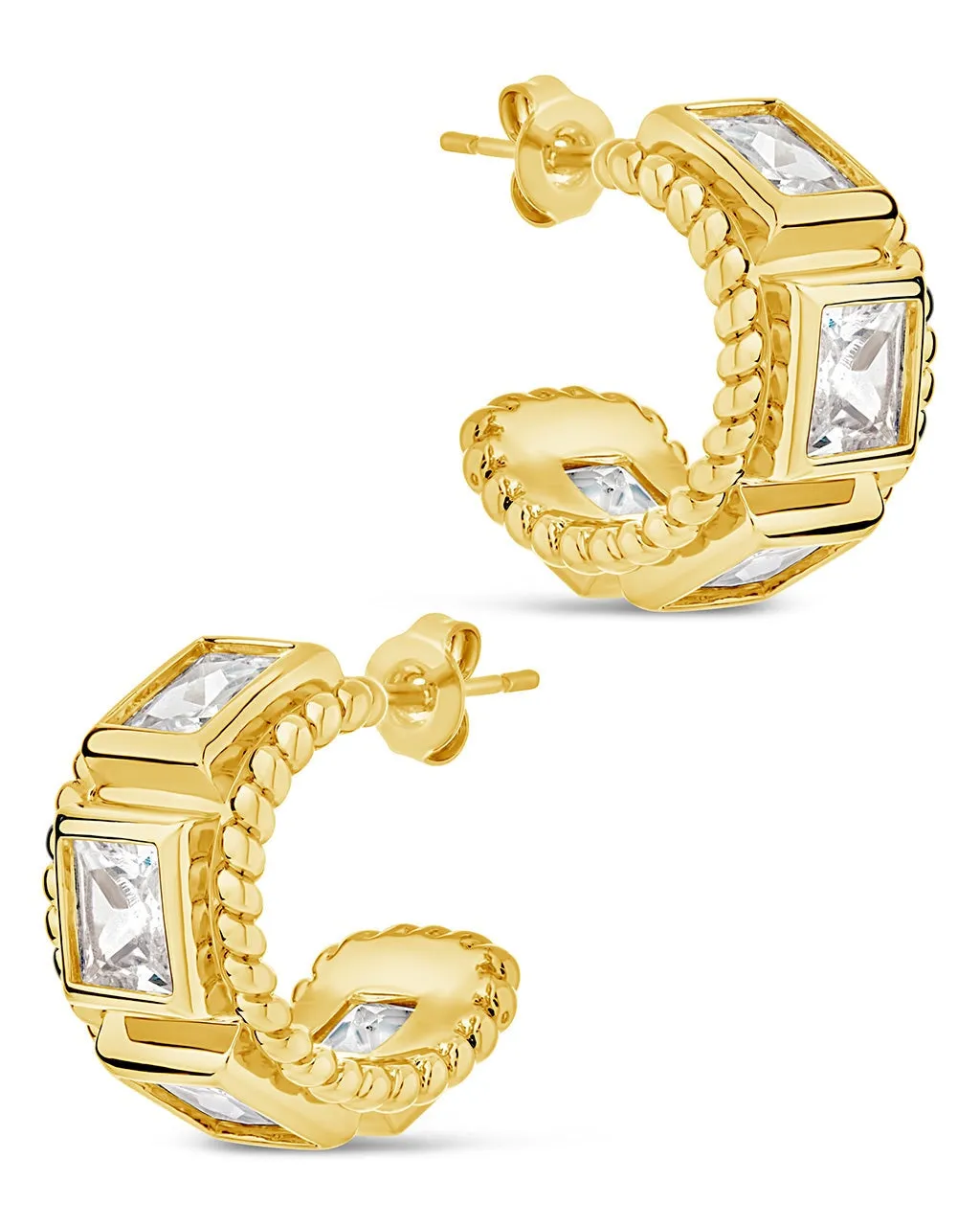 Cassia CZ Huggie Hoop Earrings