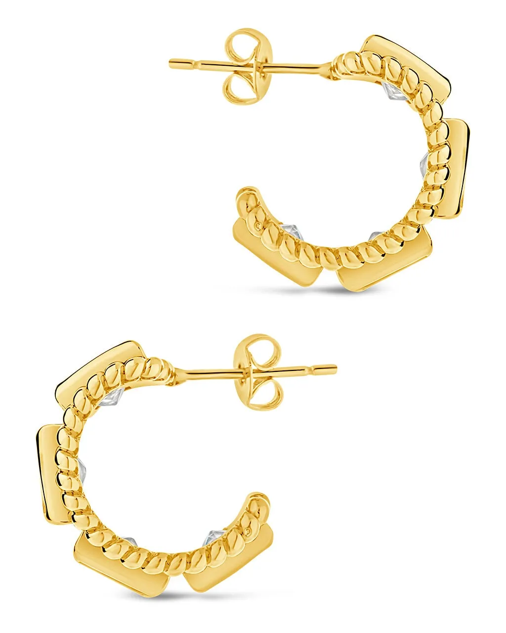 Cassia CZ Huggie Hoop Earrings