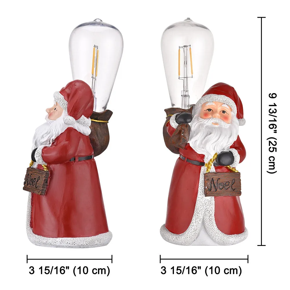 Chrismas Santa Figurine with LED Bulb Battery Operated 2ct/pk