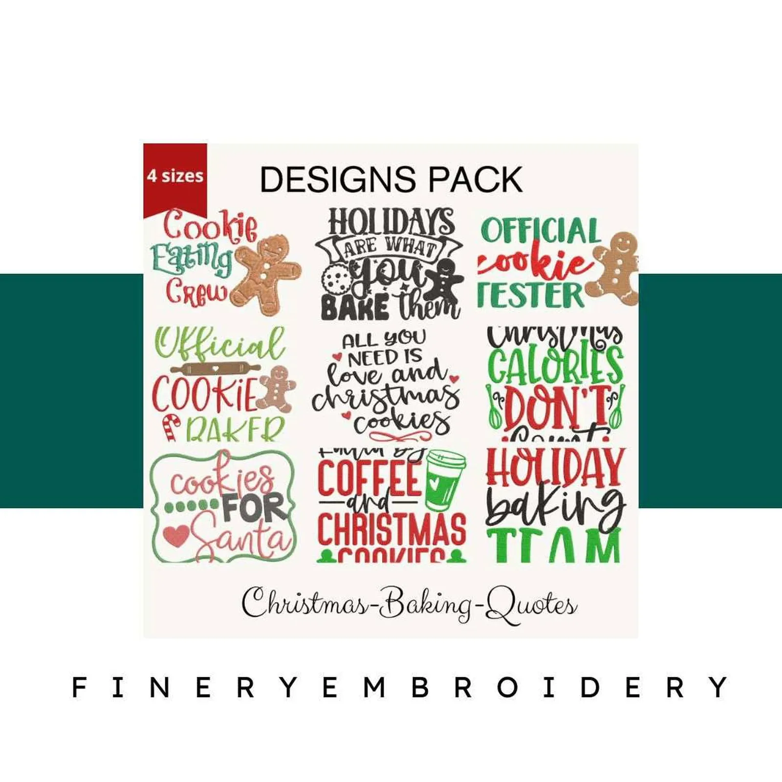 Christmas Baking Quotes - Designs pack : Embroidery Design