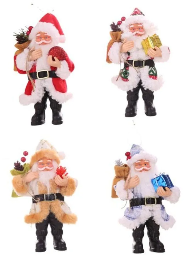 Christmas Decorations Sets, Resin Santa Claus Standing Posture Ornaments Doll Pendant Pack of 4