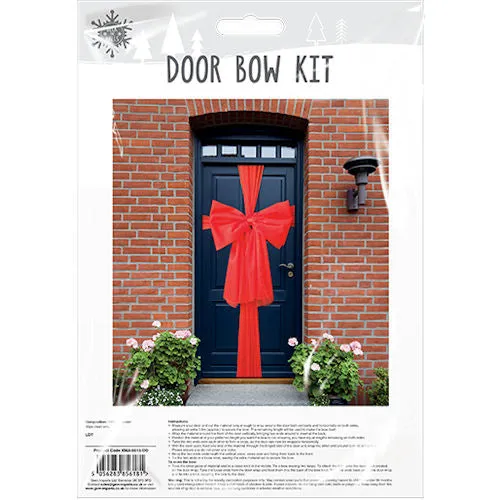 Christmas Festive Door Bow Kit - Red Festive Holiday Decoration Santa Claus Reindeer Snowman Theme