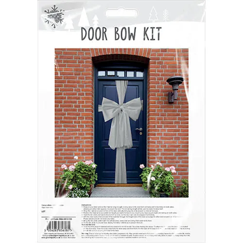 Christmas Festive Door Bow Kit - Silver Festive Holiday Decoration Santa Claus Reindeer Snowman Theme