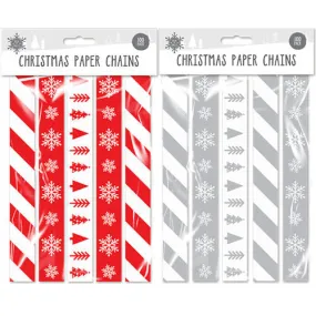 Christmas Paper Chains Self Adhesive 100 Pack - Assorted Festive Holiday Decoration Santa Claus Reindeer Snowman Theme