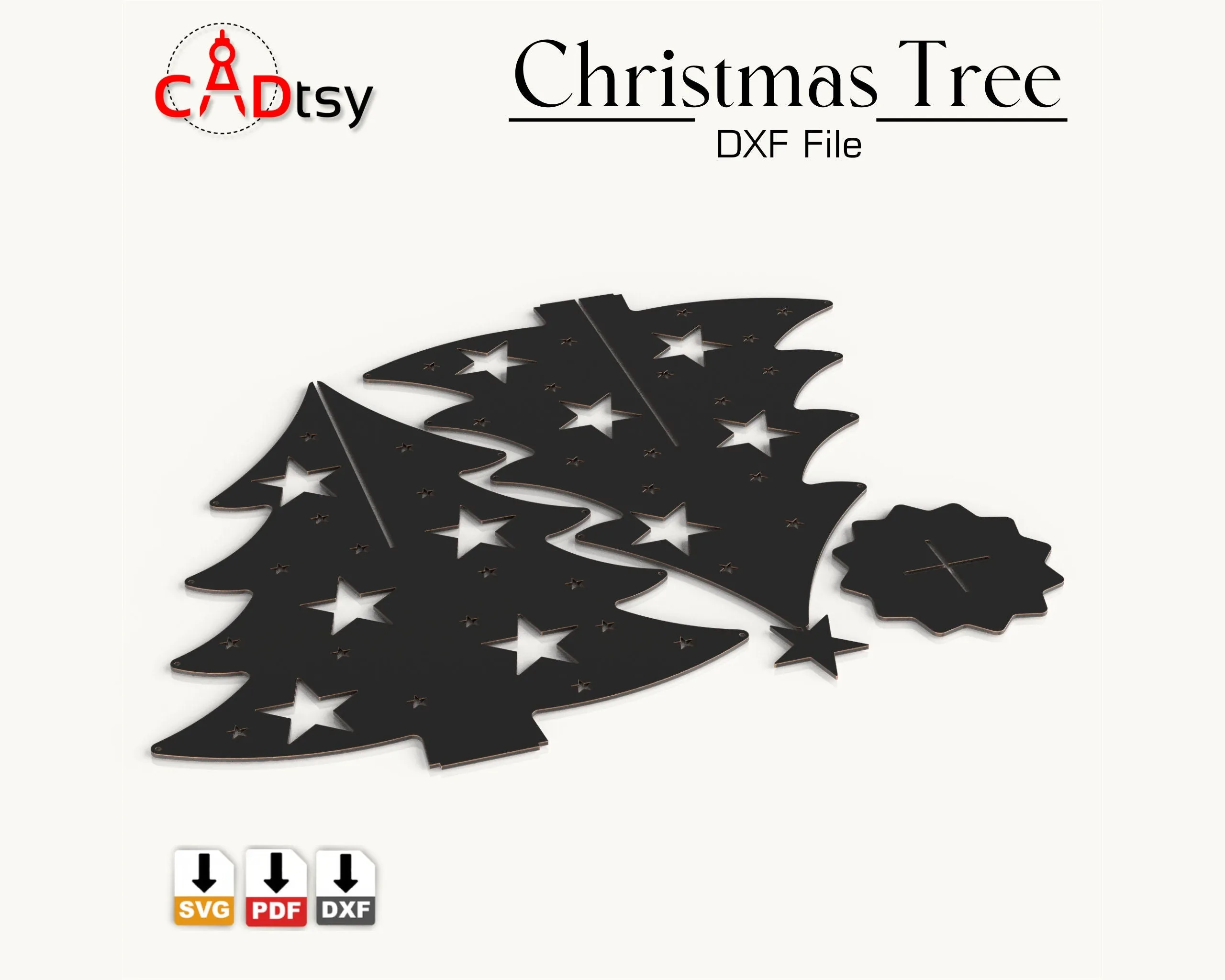 Christmas Tree Metal Decoration DXF / SVG CNC Laser Cutting Files