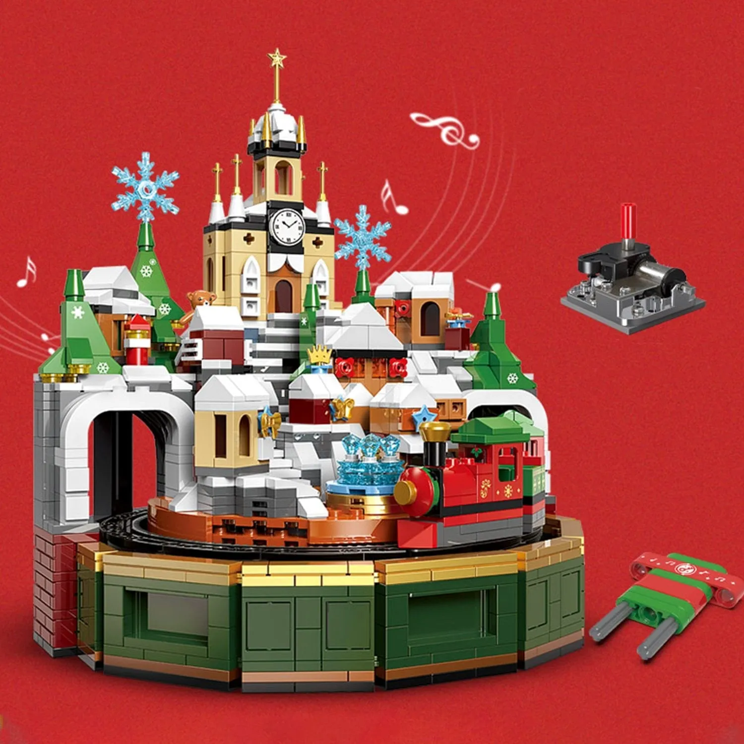 Christmas Village Rotating Mechanics Building Blocks set