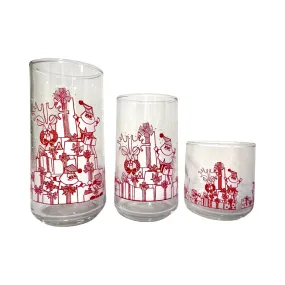 Crisa Mid-Century Santa and Presents 12 Piece Glass Set