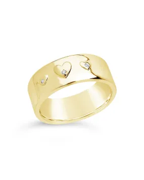 CZ Engraved Heart Band Ring