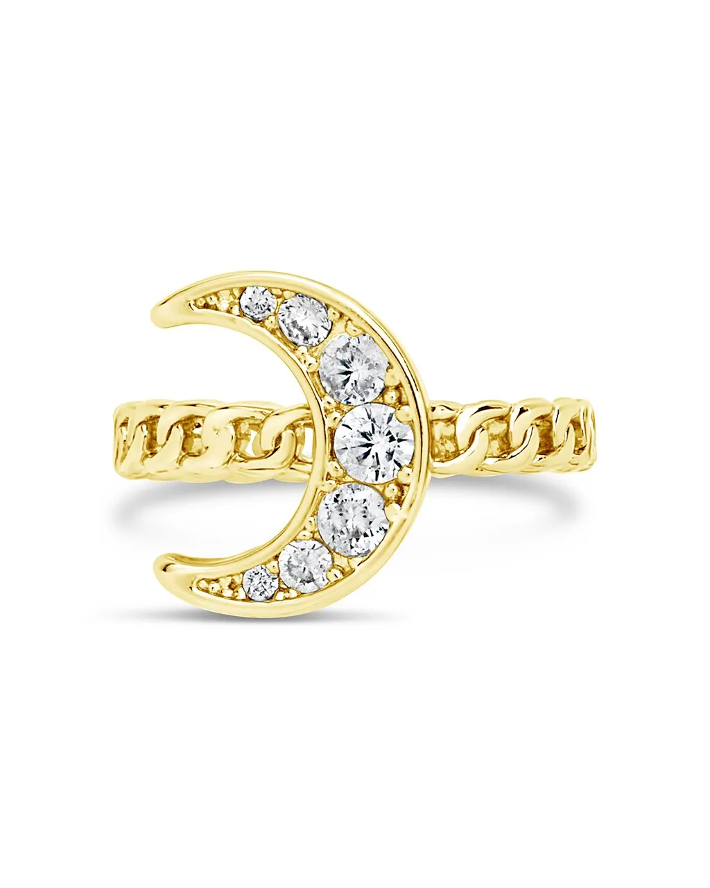 CZ Moon Chain Linked Ring